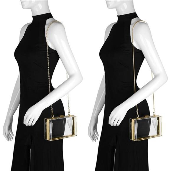 Women's Clear Purse, Acrylic Clear Clutch Bag, Transparent Evening Handbag - Picture 2 of 7